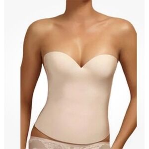 Felina 7643 Strapless Longline Bustier Bra Womens 34B White Seamless Underwire